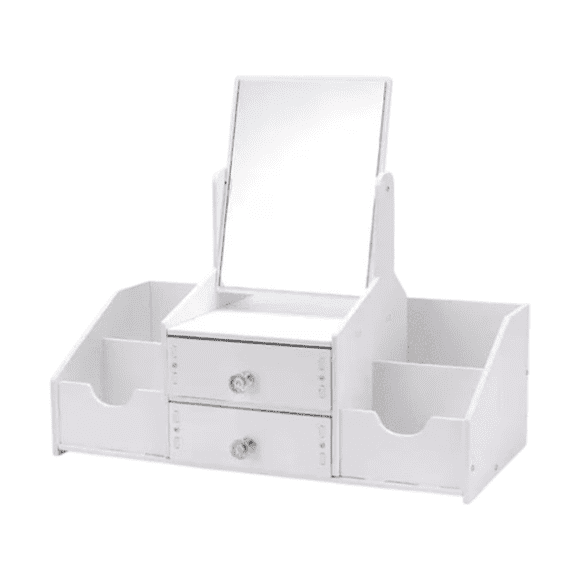 Organizador de Maquillaje con Espejo y Cajones Cosmetiquero Multiuso Blanco Compacto