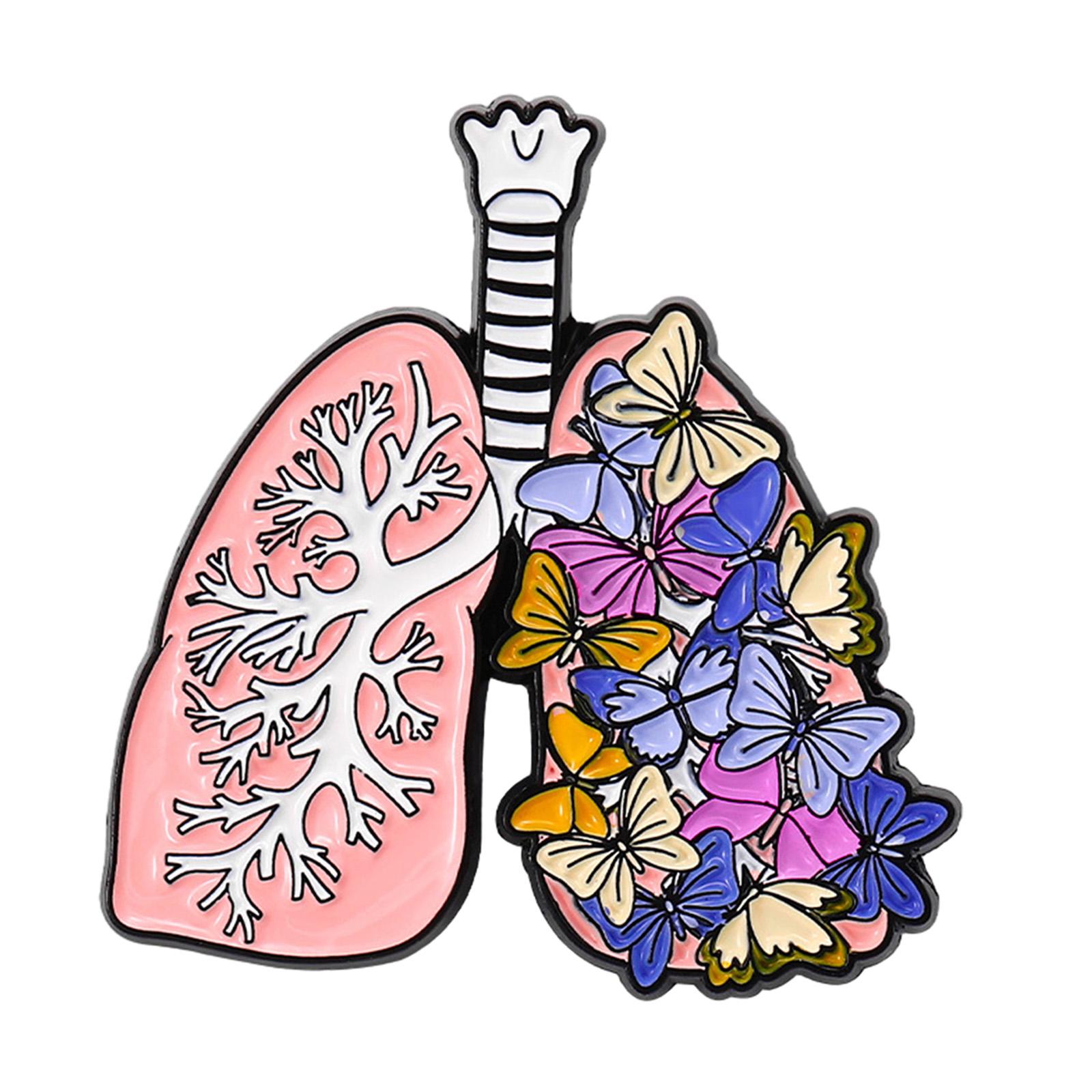 Ioensy - Pin De Esmalte De Moda, Alfileres Decorativos De Metal Para Solapa, Insignia Para Médicos, Camisa, Bufanda, Pulmón De Mariposa