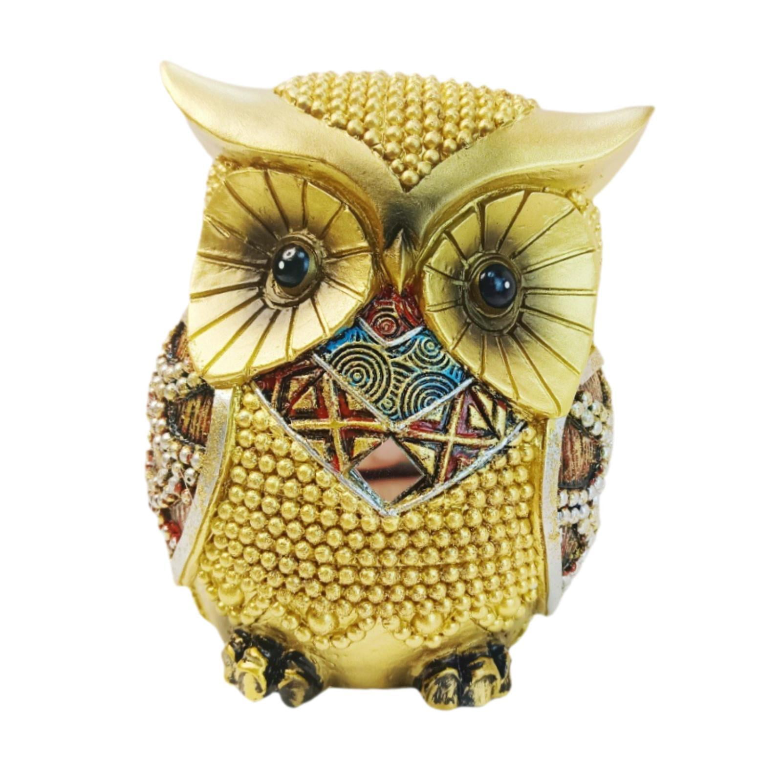 Magideal - Estatua Decorativa De Búho Búho En Miniatura Figura Gabinete De Figuras De La Oficina Del Jardín Del Jardín Del Jardín Del Jardín Del Estantería Del Dorado