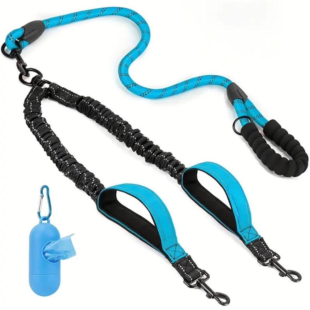 Xusx111 - Doble Correa Para Dos Perros - Sin Correa Para Perros Enredados Correas Para Perros Dobles Giratorias De 360 ° Con Dos Manijas Acolchadas, Entrenamiento De Caminata Amortiguador Para Perros