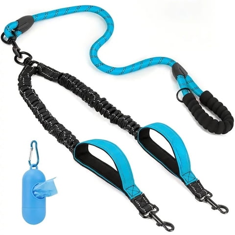 Xusx111 - Doble Correa Para Dos Perros - Sin Correa Para Perros Enredados Correas Para Perros Dobles Giratorias De 360 ° Con Dos Manijas Acolchadas, Entrenamiento De Caminata Amortiguador Para Perros