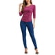 thumbnail image 2 of INSPIRE CHIC Blusa Fruncida para Mujer de Regreso a Clases con Botones Decorativos Cuello en V Manga 3/4 Top de Punto Sólido Púrpura Uva S, 2 of 6