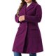 thumbnail image 4 of Abrigos largos de invierno para mujer de talla grande de Agnes Orinda con solapa de muesca y doble botonadura, abrigos de trinchera 4X púrpura, 4 of 6
