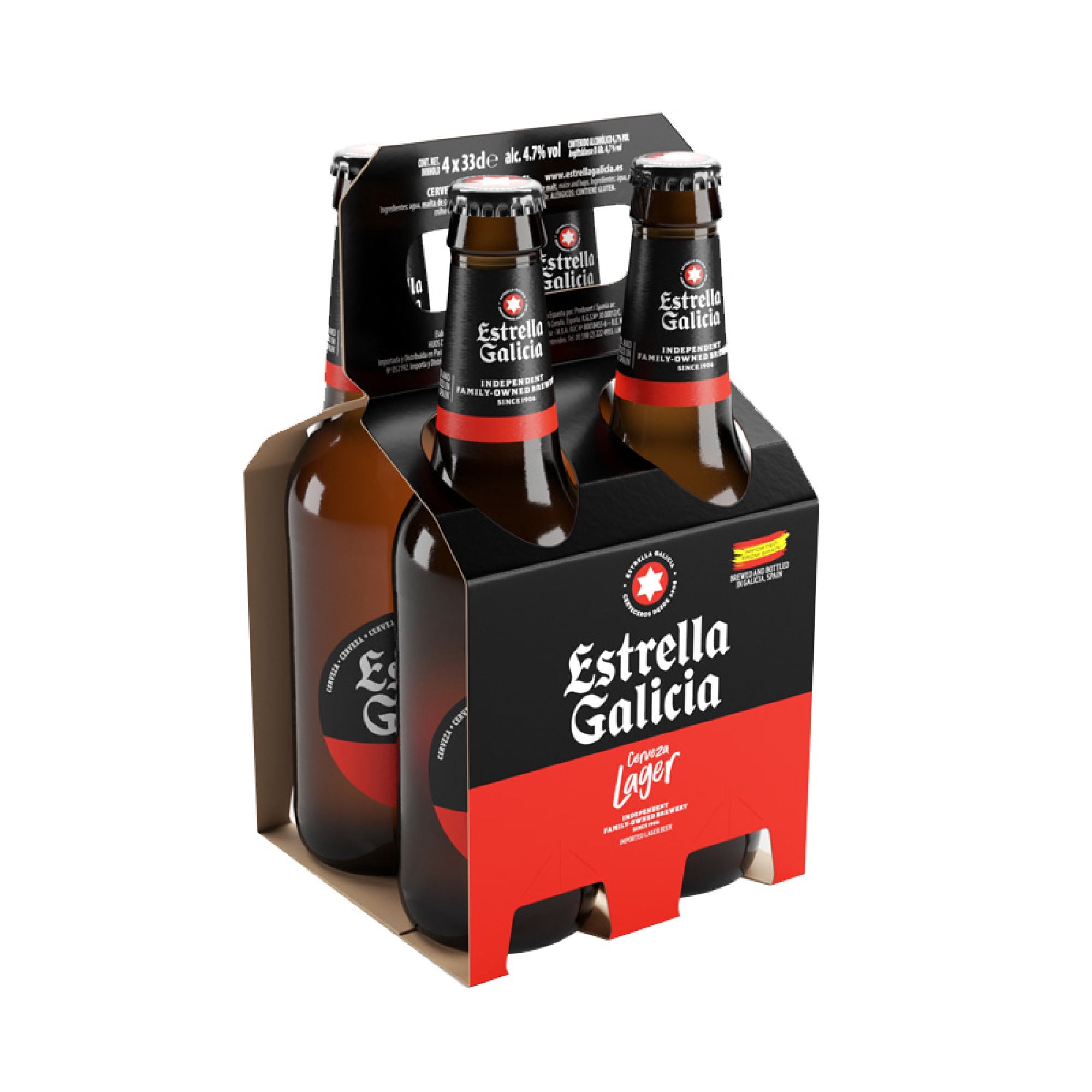 Cerveza Lager Pack 4 Botella 330 ml Estrella Galicia