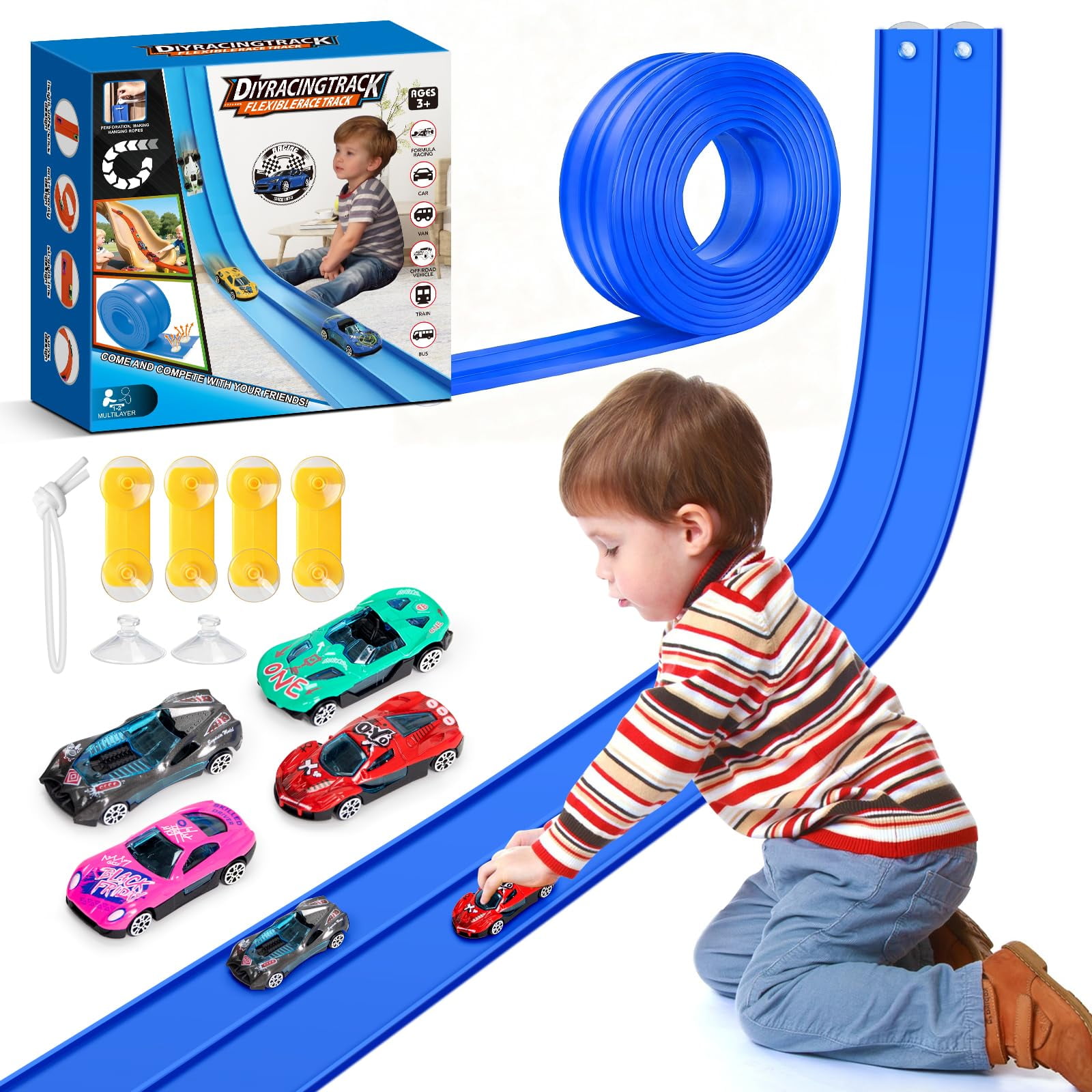 Pista De Carreras Flexible Guport 4.5 Metros Con Ventosas Para Niños 3+