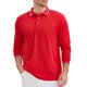 thumbnail image 4 of INSPIRE CHIC Camisa Polo de Hombre Clásica de Ajuste Regular de Color Sólido con Mangas Largas para Negocios y Golf M Rojo, 4 of 6