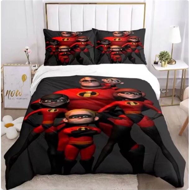 x115 Bed SheetsThe Incredibles /Soft Duvet Cover and PillowCase Kids Bedding Set for decorating children's bedrooms 3-Piece Bedding Set (1 Duvet Cover + 2 Pillow Shams) nj115