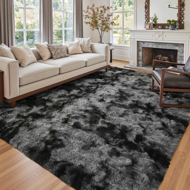 Alfombra Shag Cuzwlovita de 6 x 9 pies para sala de estar y dormitorio, color gris oscuro