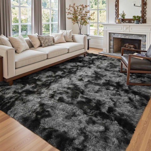 Alfombra Shag Cuzwlovita de 6 x 9 pies para sala de estar y dormitorio, color gris oscuro