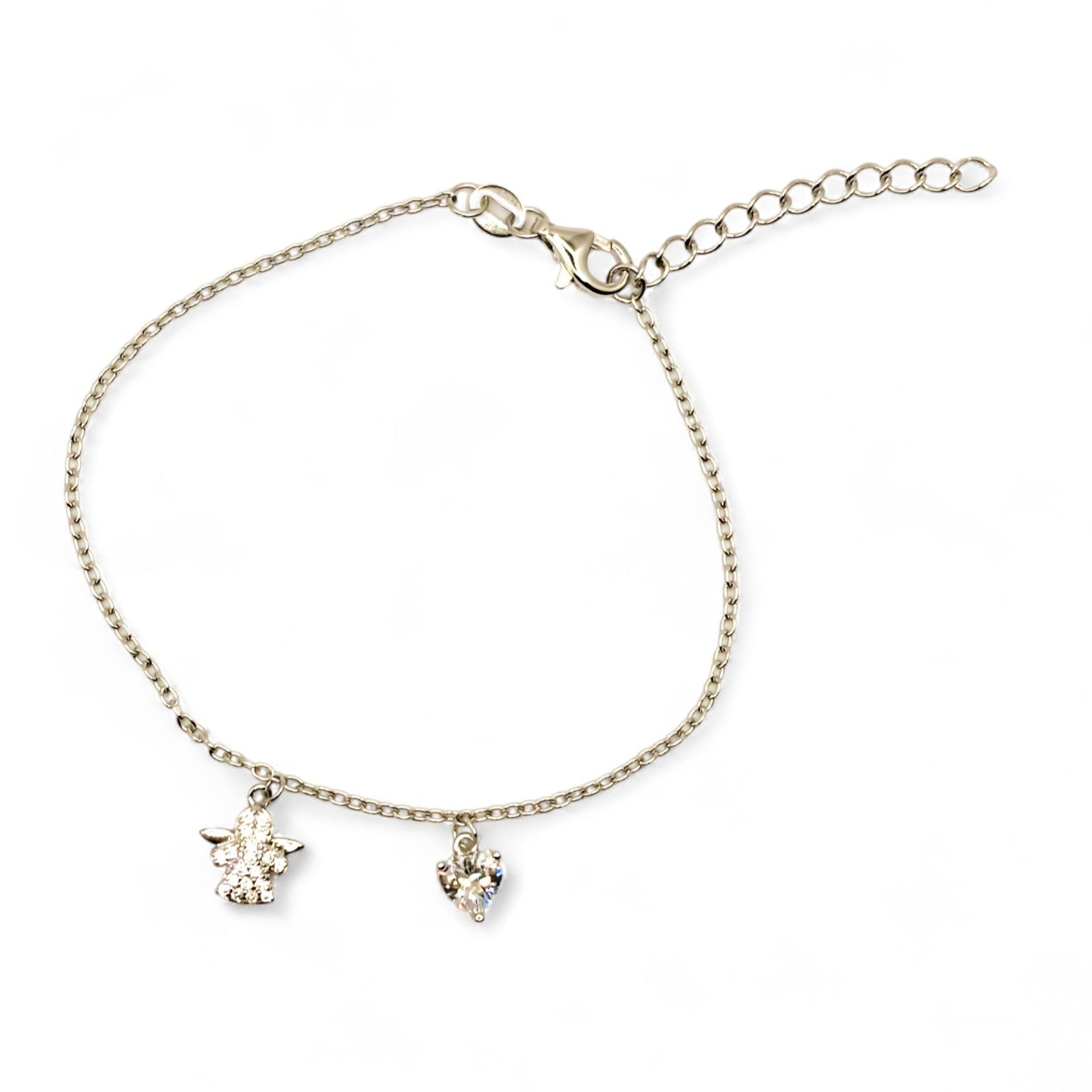 Tiana Joyas - Pulsera Con Un Ángel De La Guarda Y Un Corazón De Plata 925
