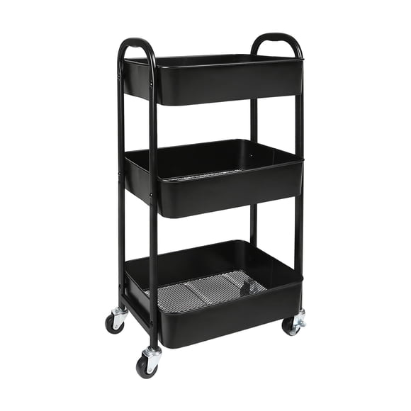 Carrito Utilitario Con Ruedas De 3 Niveles Para Cocina Color Negro