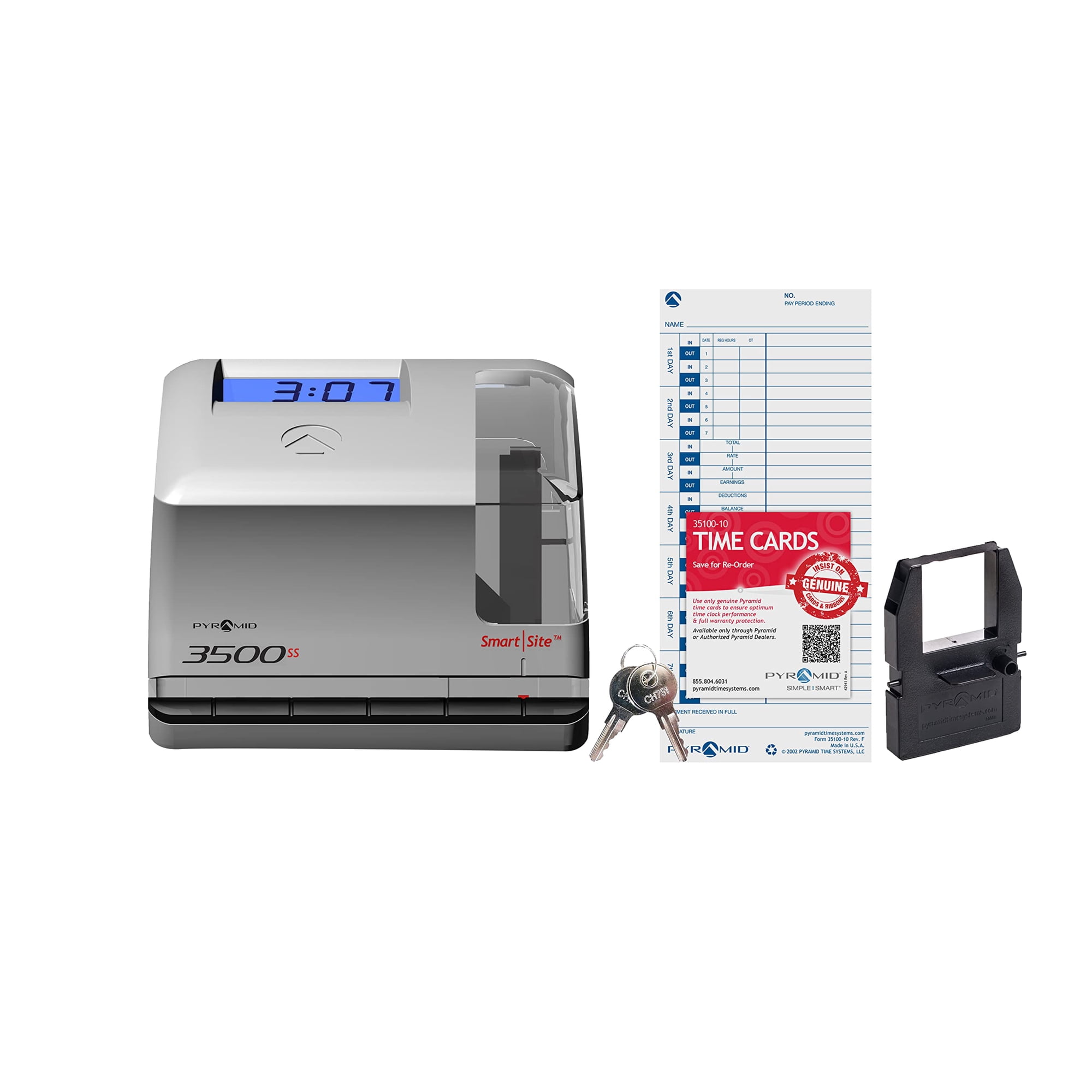 Reloj De Tiempo Pyramid Time Systems 3500ss Con Tarjetas De Tiempo Y Cinta