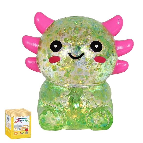Juguete Squishy CZYWJMEI Axolote 7 cm Verde con Brillo
