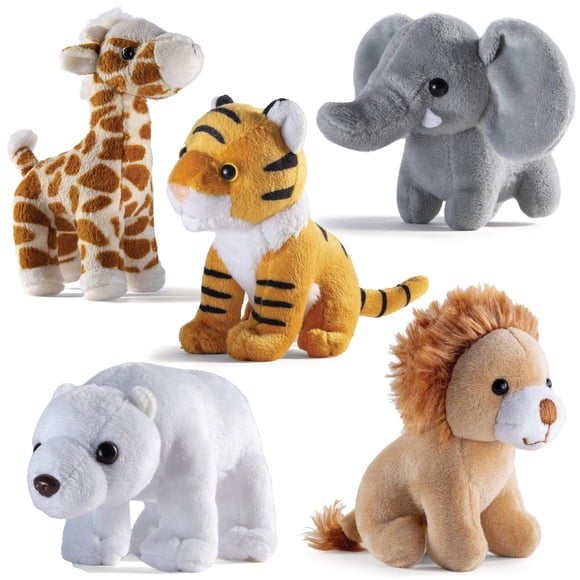 Set de Peluches PREXTEX con 5 Animales Pequeños del Zoológico