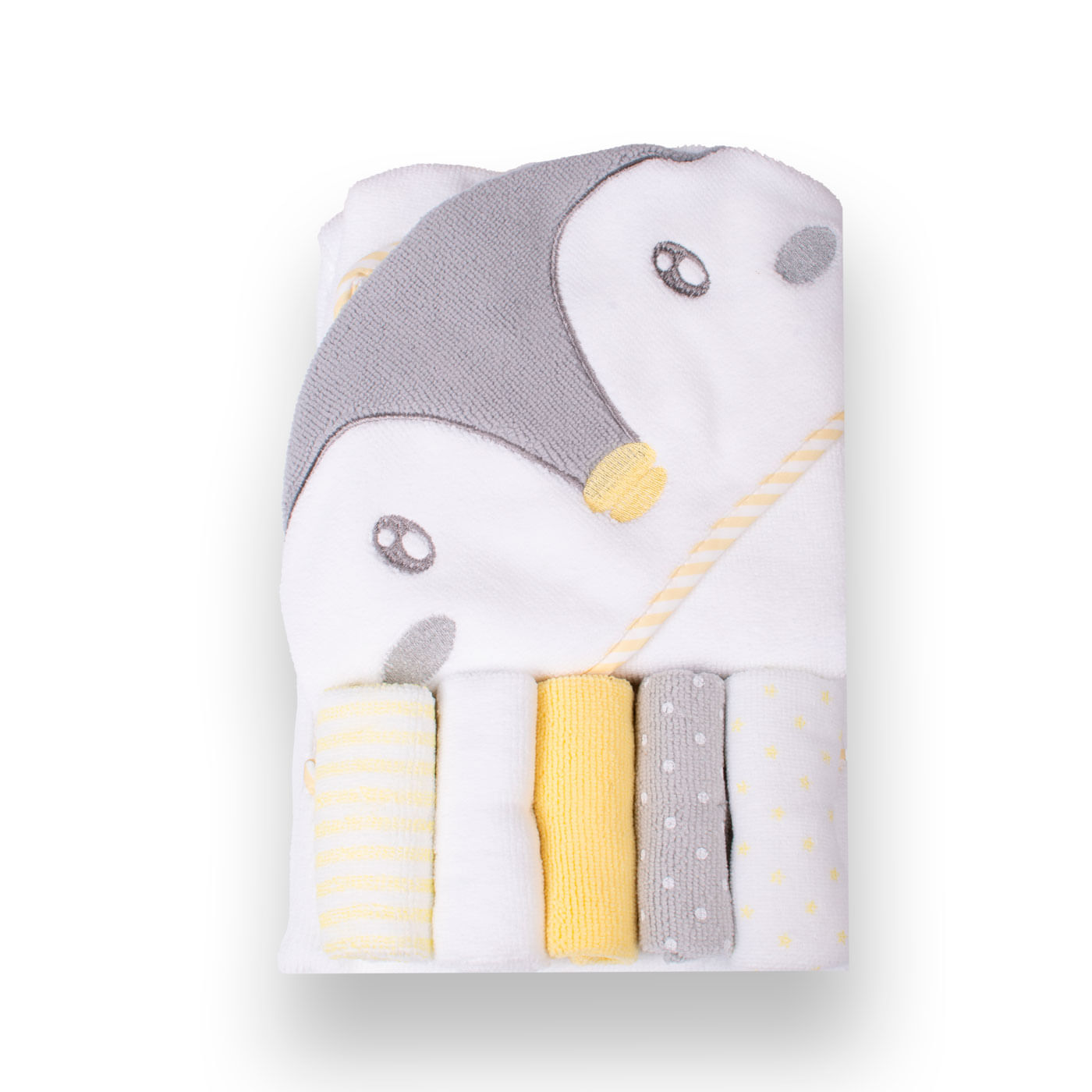 Salida De Baño Con 5 Toallitas Bebé Blanco Pillin