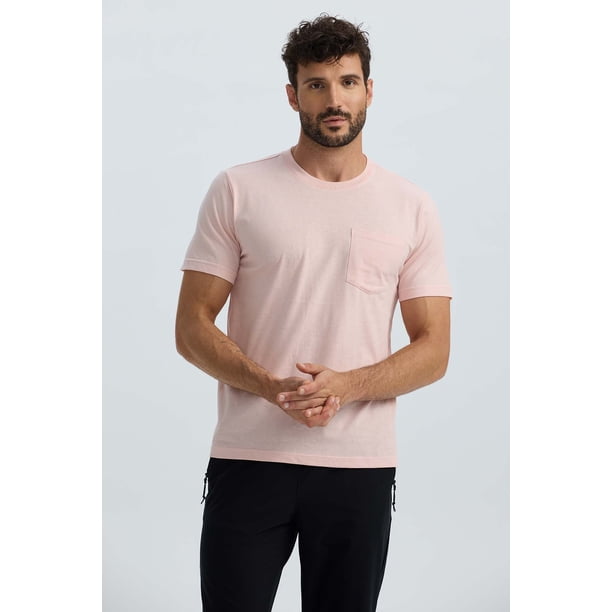 Polera Hombre Básica Con Bolsillo Rosado