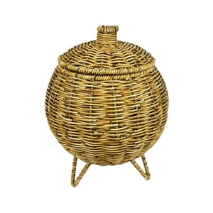 Bothyi - Cesta De Servicio Redonda De Ratán Para Desayuno, Bebidas, Meriendas, Mesa De Frutas Imitación De Ratán