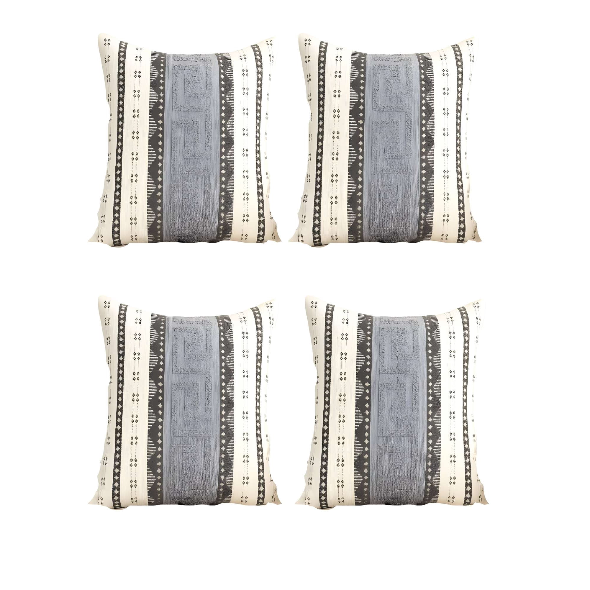 Genérico - Pack De 4 Fundas De Cojin Chenille Mandala 45x45 Blanco 03