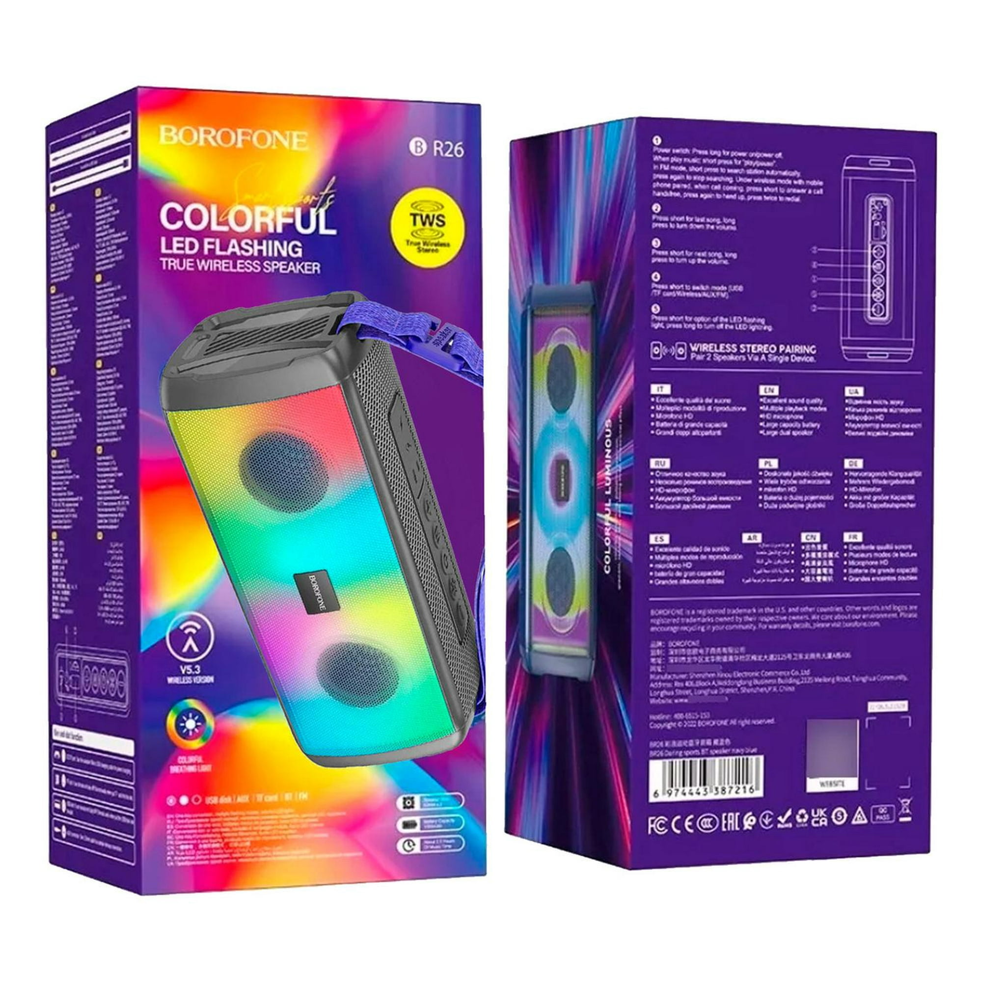 Parlante Borofone Br26 Gris Azul