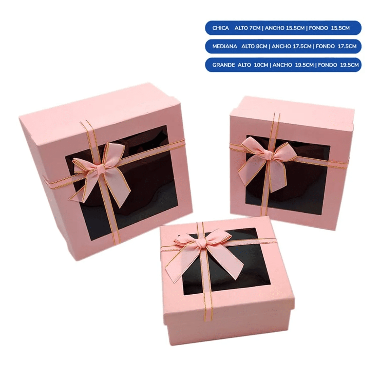 Genérico - Caja Cuadrada Triple Ventana Rosado X1uni