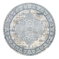 Modalfo - Alfombra Redonda Florida Azul 160 X 160 Cm