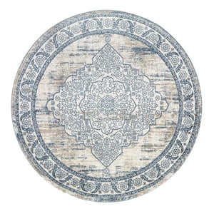 Modalfo - Alfombra Redonda Florida Azul 160 X 160 Cm