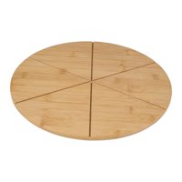 Magideal - Tabla De Cortar Pizza De Bambú, Tabla De Quesos, Bandeja Para Servir Con Ranuras De Corte De Precisión. Ideal Para Pizzerías, Pastelerías Y Uso Domést 6 Rejillas De 33Cm