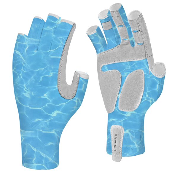 Guantes de pesca EDSRDUX Aventik UPF 50+ con protección solar, color azul XL