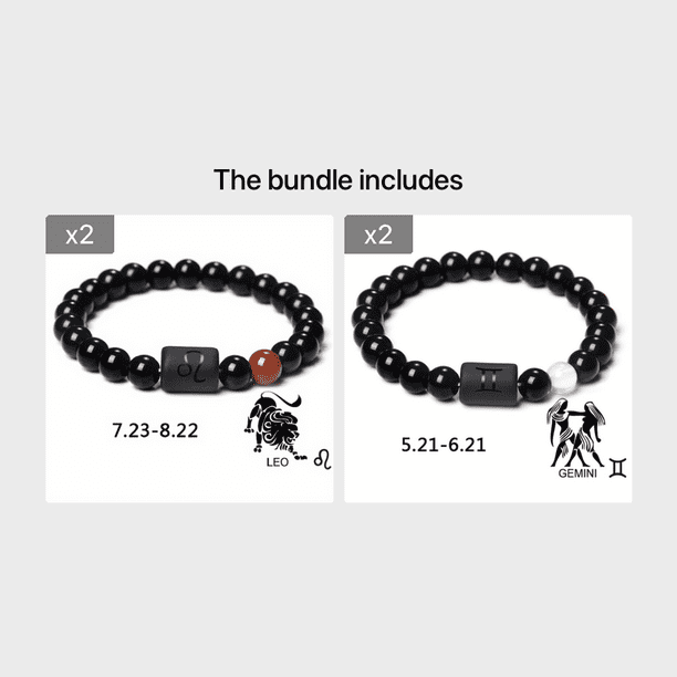 Unique 12-Constellation Stone Beads Bracelet - Perfect Gift for Leo, Taurus, Capricorn & Libra Lovers!