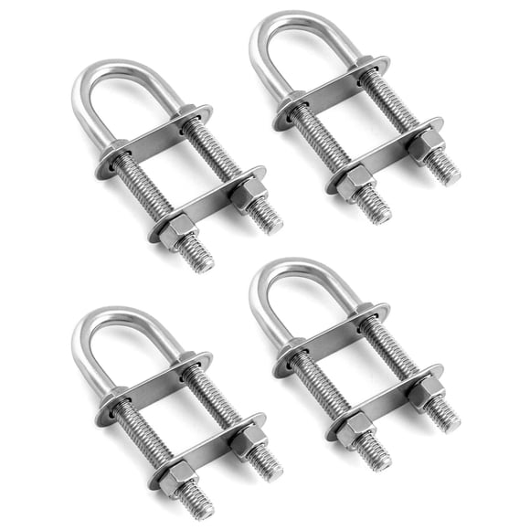 Tornillo en U para amarre en forma de popa para barco marino QWORK, acero inoxidable