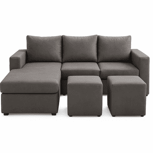 Ethan Desing - Sofa Seccional 3C Lusso Gris Oscuro Chaise Lounge Ambos Lados