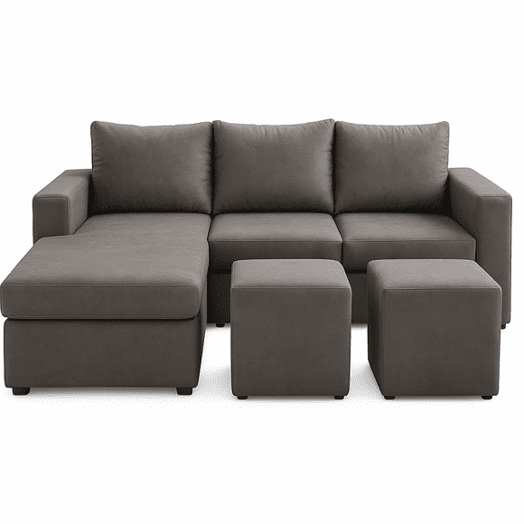 Sofa Seccional 3C Lusso Gris Oscuro Chaise Lounge Ambos Lados