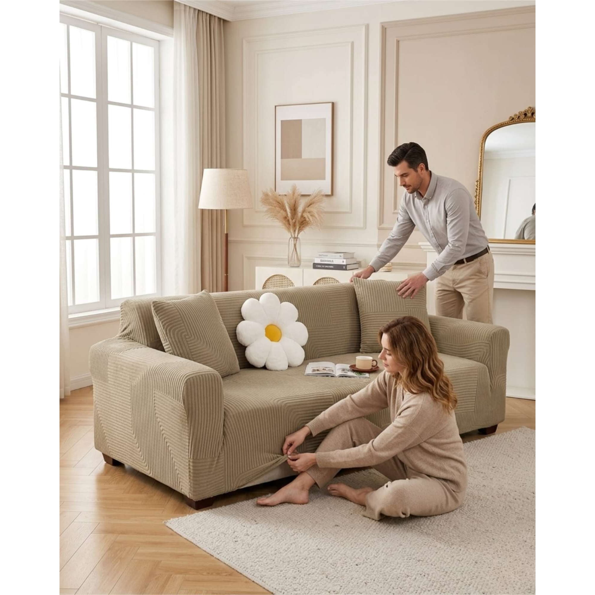 Mylhogar - Funda Para Sofa 2 Cuerpos Diseño Moderno De Polar