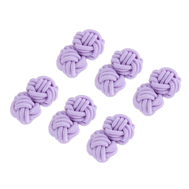 Uxcell 3 Pares de Gemelos de Nudo de Seda, Gemelos de Tela Elástica para Camisa, Accesorios de Vestido con Nudo Torcido para Hombres, Mujeres, Negocios, Regalo, Boda, Lila