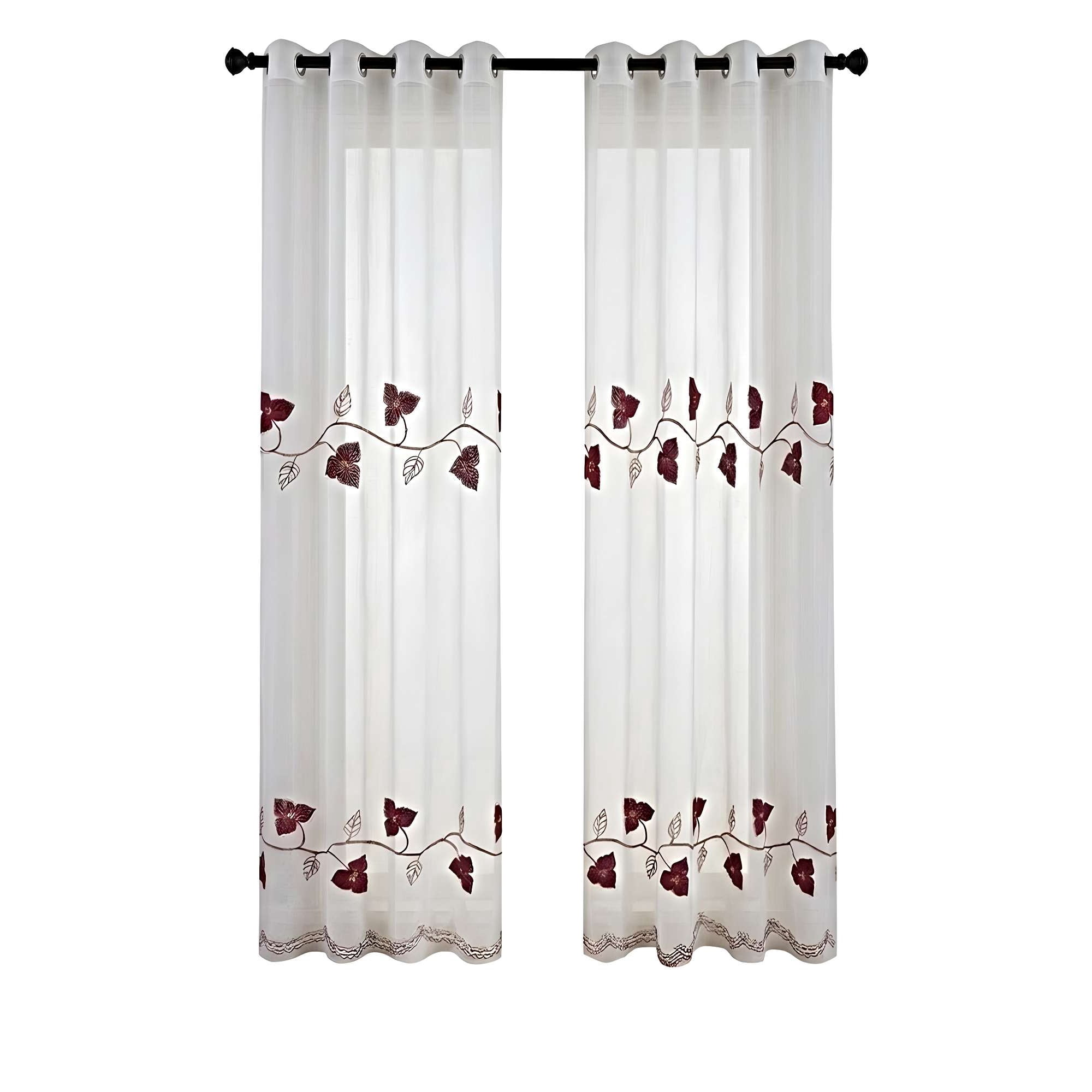 Genérico - Pack De 2 Cortinas Tipo Visillo Con Bordado De Alta Definición 04