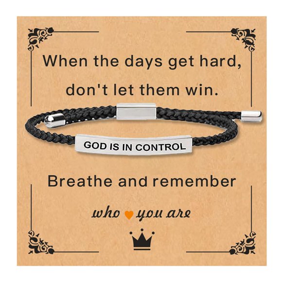 Pulsera FAOYUDAWEI Dios Está en Control Ajustable de Acero Inoxidable
