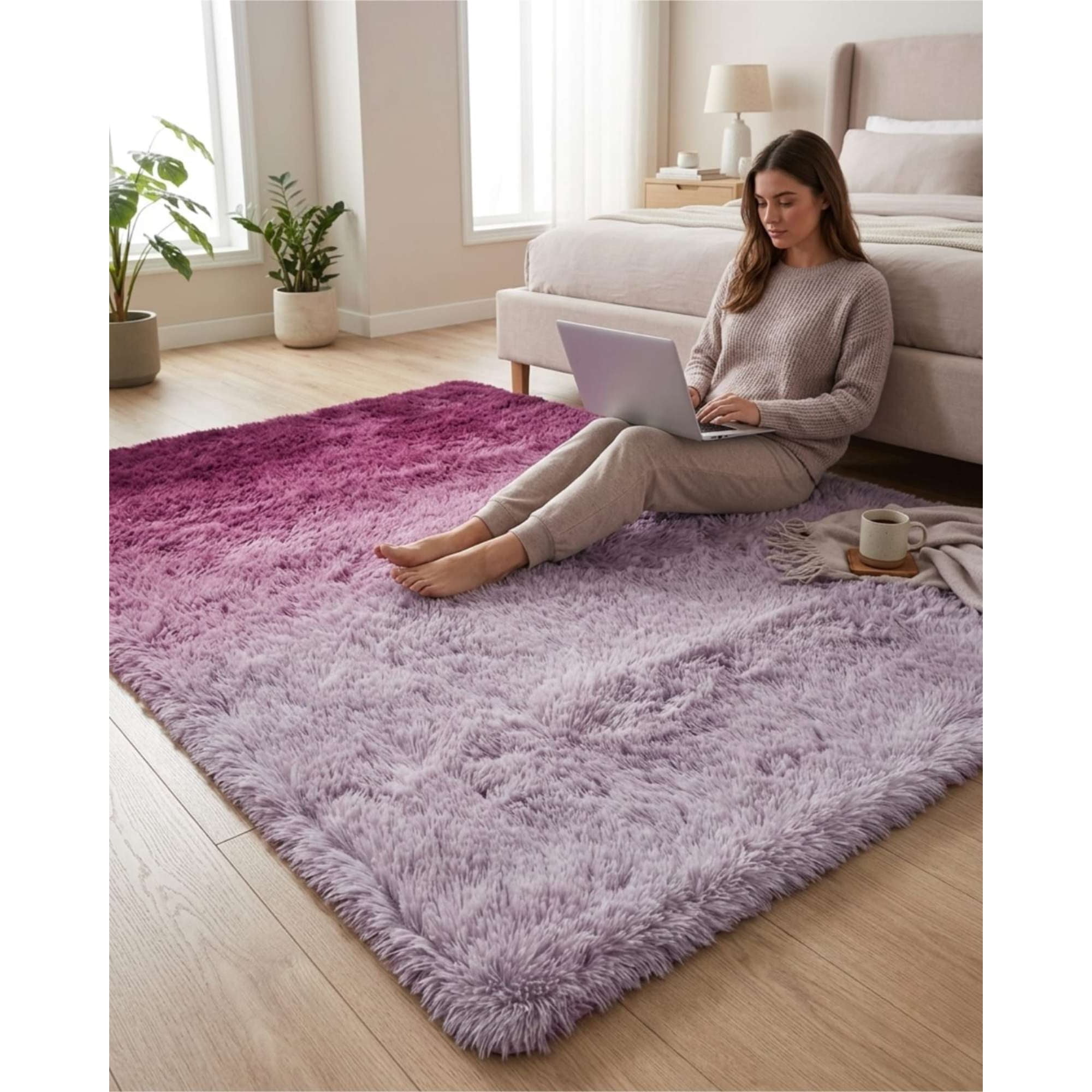 Mylhogar - Alfombra Shaggy Peluda Extra Suave Verano / Invierno 240 X 200 Cm