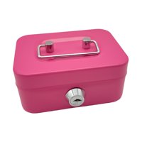 Magideal - Caja De Dinero Con Cerradura, Caja De Monedas De Metal Portátil Con Asa Superior, Organizador Pequeño, Caja De Recuerdo Con Cerradura Y Llave, Cofre D Rosa