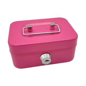 Magideal - Caja De Dinero Con Cerradura, Caja De Monedas De Metal Portátil Con Asa Superior, Organizador Pequeño, Caja De Recuerdo Con Cerradura Y Llave, Cofre D Rosa