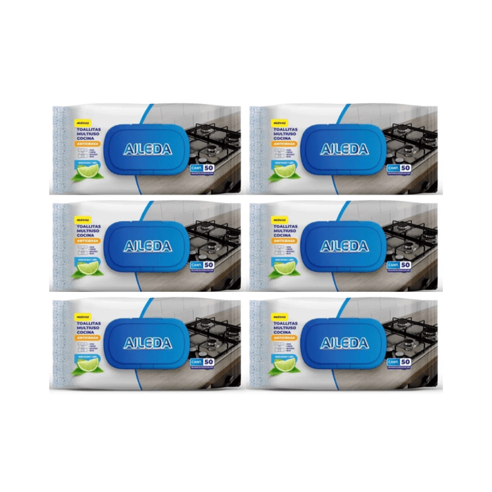 Pack 6 Toallitas Cocina Antigrasa Aileda 50un Multiuso