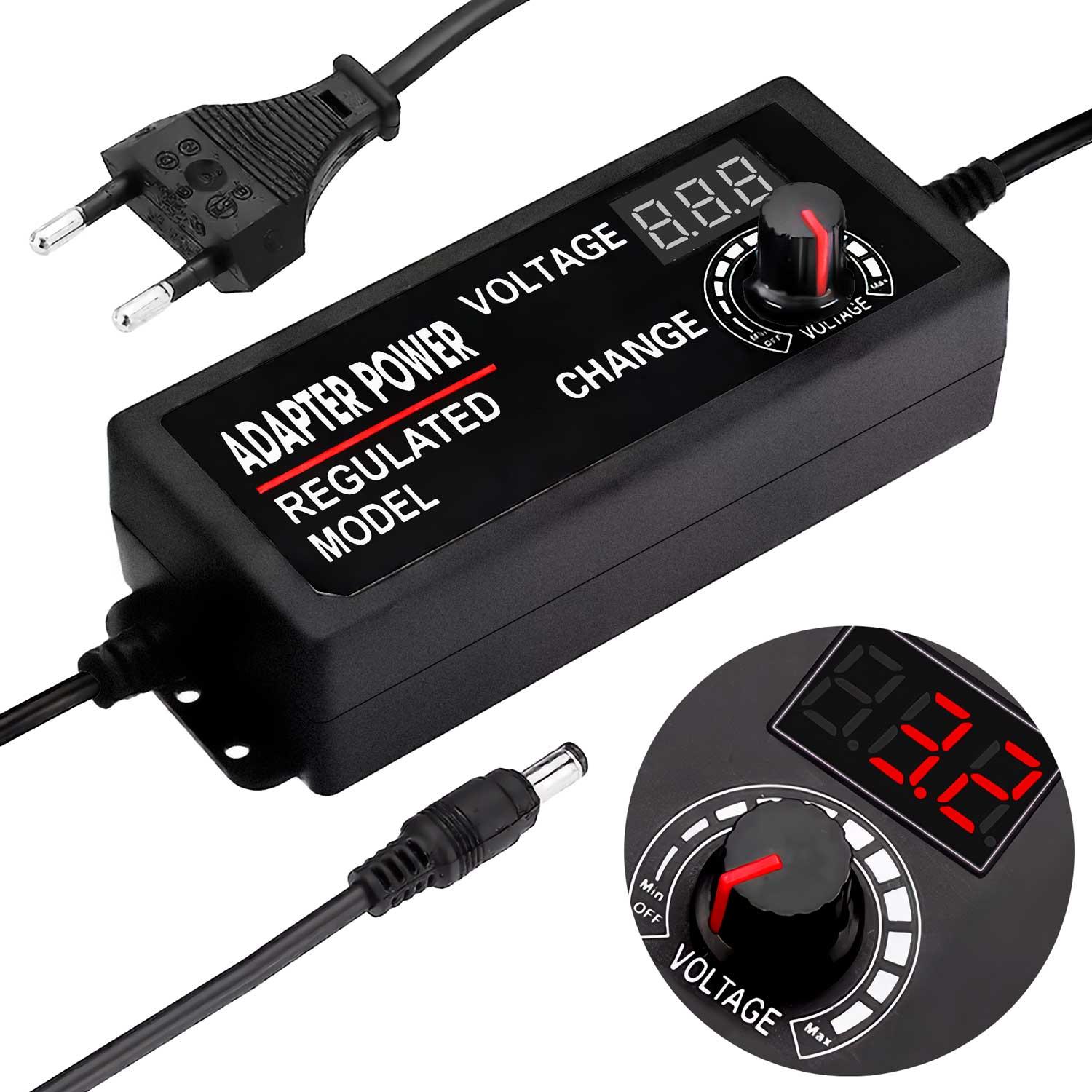 Gen - Fuente Regulada 3V A 24V Transformador Eliminador Pilas Universal Negro