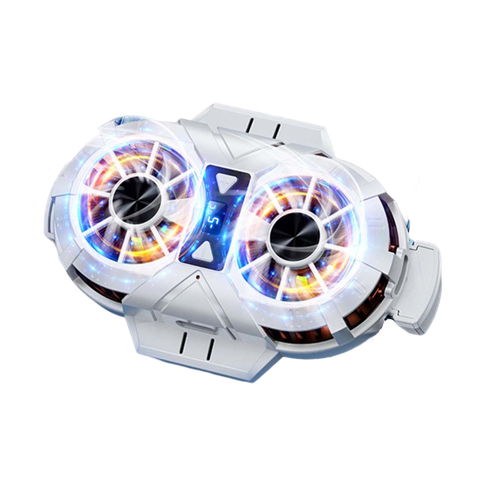 Magideal - Enfriador De Teléfono Portátil, Luces Rgb Recargables, Disipación , Silencioso, Doble Semiconductor, Ventilador De Refrigeración, Radiador De Blanco