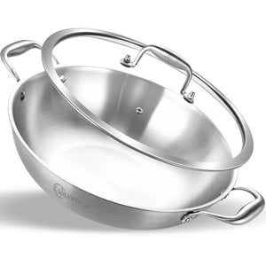 Sartén Lolykitch De Acero Inoxidable De Triple Capa, 5,2 L Con Tapa
