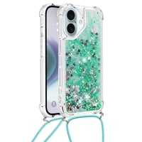 Funda Foxdock Para Iphone 16 Con Cuerda Ajustable, Brillo Líquido, Protección Antigolpes Y Lente – Ideal Para Regalo