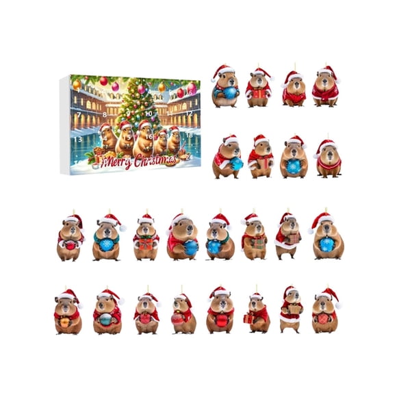 Calendario De Adviento De Navidad Con Diseño De Capibara Y Calendario De Adviento Acrílico De 24 Días