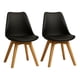 thumbnail image 1 of Pack 2 Sillas de Comedor Acolchadas Negras con Patas de Madera de Haya, 1 of 6