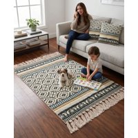 Myl Todo Hogar - Pack Alfombra 60X90 Cm + 2 Fundas De Cojín Con Bordado Tufting Y Flecos