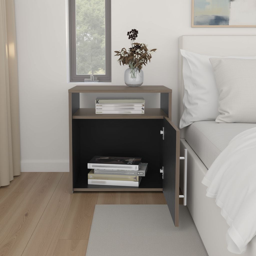 Tuhome - Velador 1 Puerta Bigaf 54,1x52x42,3 Cm Milan Y Wengue