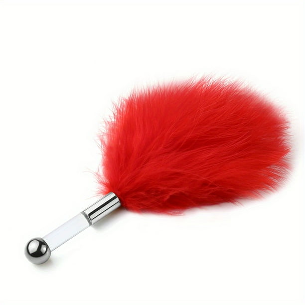 1pc Feather Tickler, BDSM Fetish Role-Play Tender Caresses Flirting Feather Brush, 4 Colors Multi-functional Metal Rod, Feather Tickler, Lovers Sex Toys