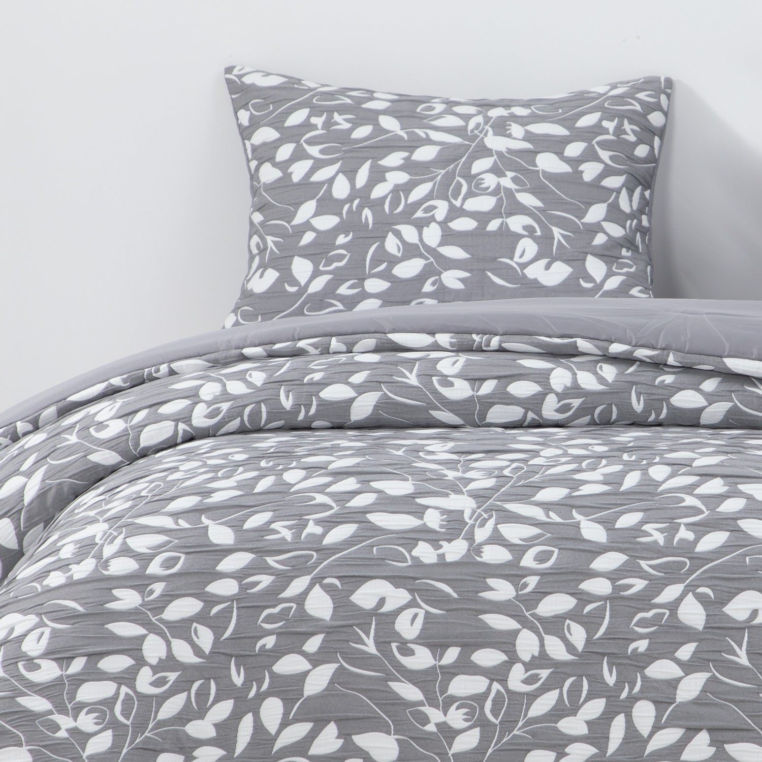 Hebra - Cobertor Jacquard 1.5p Hojas Gris